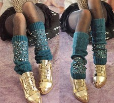 Sale Beaded Crochet Leggings Women Leg Warmer Knitted Socks Winter Boot Toppers