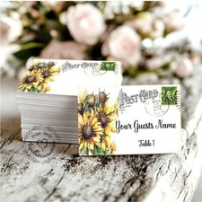 SUNFLOWER POSTCARD WEDDING FLAT PLACE CARDS, TAGS or ESCORT CARDS 57