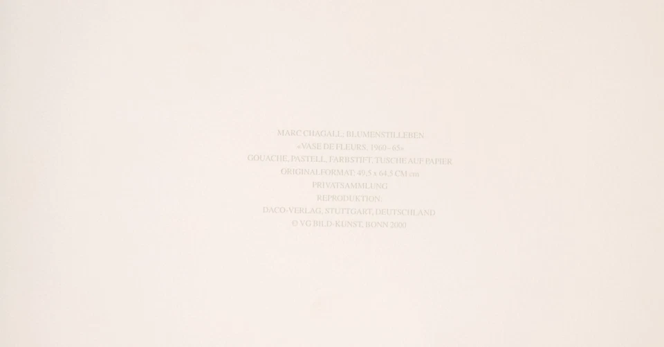 Marc Chagall /Blumenstillleben limitierter Kunstdruck auf Büttenpapier/ von 2000 - Bild 3 von 4