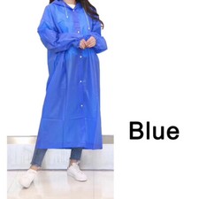 Unisex Adult Waterproof Raincoat Hooded Jacket Poncho Rainwear Camping Blue