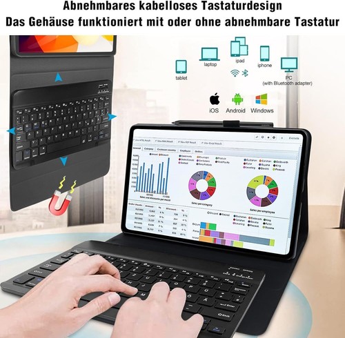QWERTZ Tastatur Maus Hülle Case Für Lenovo Tab M10 Plus 3rd Gen P11 Pro P11 Plus - Bild 8 von 60