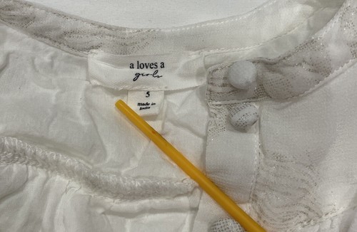 A loves a Girls White button down long sleeve blouse with ruffle and lining - Picture 10 of 11