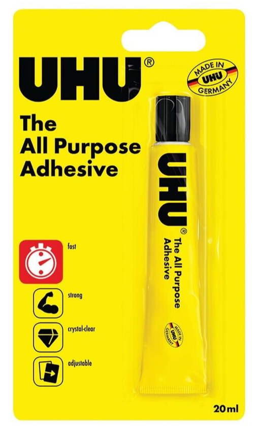 UHU All Purpose Adhesive Glue Strong Clear Bonding Art Craft DIY Home Tube 20ml