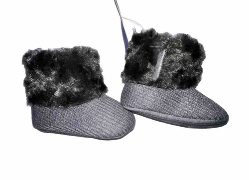 Valen Sina Toddler Booties Gray with Fur Trim Size 21 EU (5.5 US, 18-21 Months)