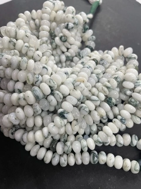 Cuentas de rondelle lisas de ágata de árbol AAA cuentas de rondelle lisas de ágata de árbol 16"8-9 mm Foto 3 de 4