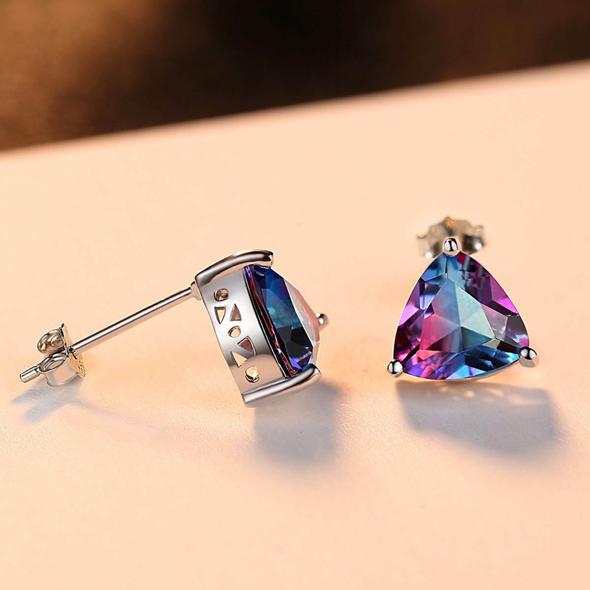 BENIAMINO Damen Klapp Ohrringe 925er Sterling Silber Morganit VVS Ohrschmuck OVP