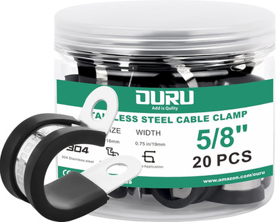 20Pcs 5/8 Inch Stainless Steel Cable Clamps,Rubber Coated Cushioned Insulated Ca