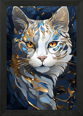 Katze Golden Ornament Kunst Gerahmtes Wandbild Poster Leinwanddruck Bild