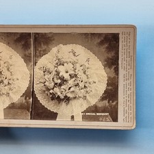Victorian Social History Stereoview C1885 Real Photo Marriage Brides Bouquet