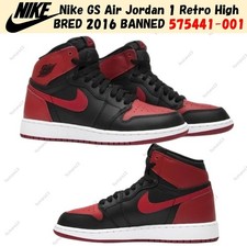 Nike GS Air Jordan 1 Retro High BRED 2016 BANNED 575441-001 Size 3.5Y-7Y