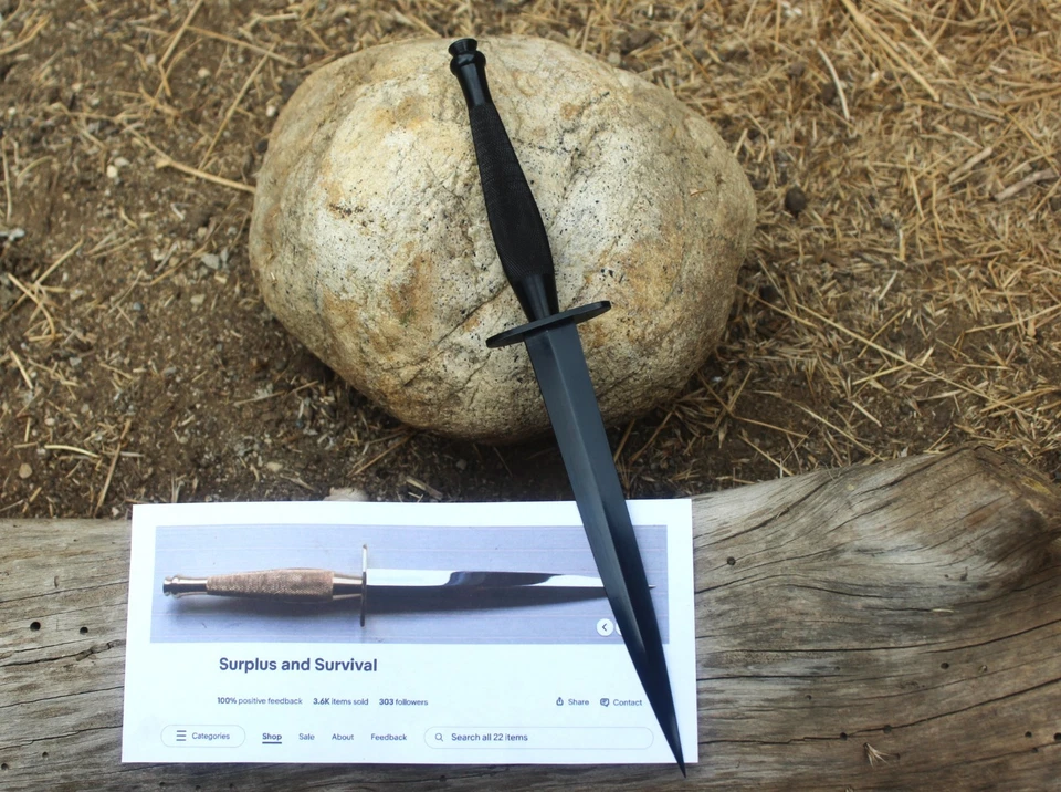 Cuchillo de comando FS del ejército británico genuino, 2ª pat. J. Nowill, hecho en Sheffield Foto 2 de 4