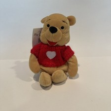 The Disney Store World Mini Bean Bag Plush Beanie New with Tag Pooh Red Sweater