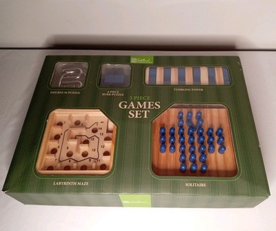 Traditionelle Holzspiele 5 Stück Spiel Set Grat Puzzle Tumbling Tower Labirent...