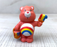 Vintage Care Bear Cheer Bear Mini Figure Painting Rainbow 1983 PVC 2"