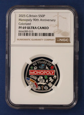 2025 Silver Proof 50p coin "Monopoly Anniversary" NGC Graded PF69 Ultra Cameo