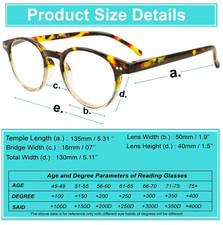 4 Pairs Mens Women Spring Hinge Round Horn Power Oval Reading Reader Glasses 1-4