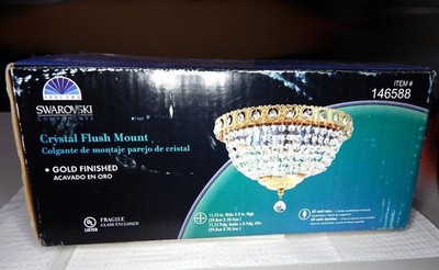 NIB Swarovski Crystal Spectra Gold Chandelier Ceiling Flush Mount 146588 New