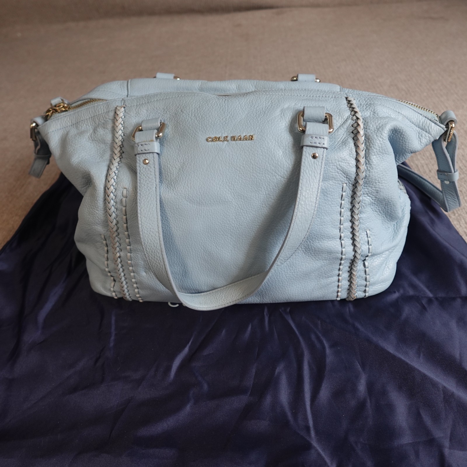 Cole Haan Womens Bag Blue Leather Purse Lined