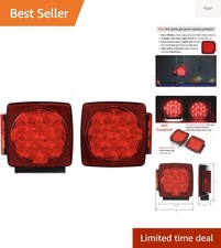 12V LED Submersible Left and Right Trailer Lights Stop Tail Turn Signal Light...