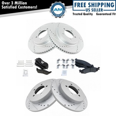 Front & Rear Performance Drilled Slotted Rotor & Ceramic Brake Pad Kit