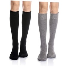Women's Knee High Wool Socks Winter Thick One Size Solid Color Black grey