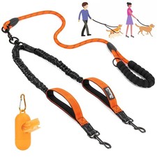 Double Dog Leash, No Tangle 360  Swivel Heavy Duty Reflective Lead with Padde...
