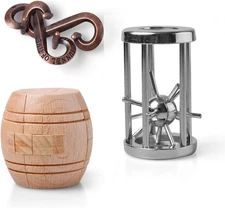 Brain Teaser Puzzle Unlock Interlock Puzzle IQ Test Toy 3D Wooden and Metal Brai