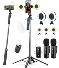 Vlogging Kit for iPhone Android with Auto Face Tracking Tripod Light Mic Remote