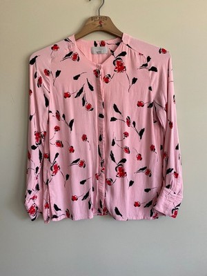 InWear Women's Brooklyn Blouse Long sleeve light Pink red floral Country  SZ 10