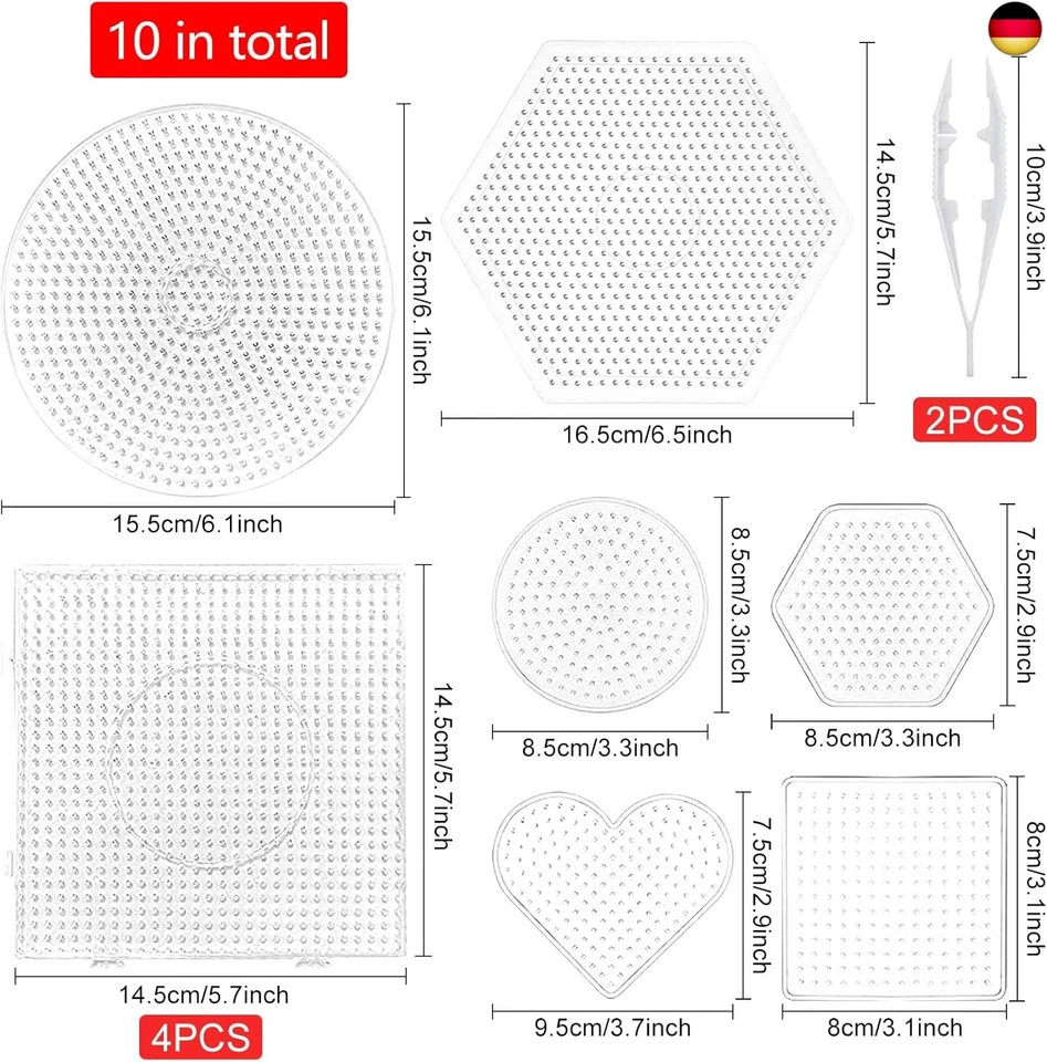 10 Stück Bügelperlen Platten, Bügelperlen Steckplatte, Bügelperlen Platten Set, - Bild 2 von 4