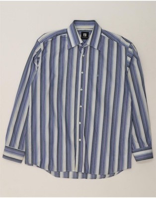 ROCCOBAROCCO Mens Shirt Size 41 Large Blue Striped Cotton DV13
