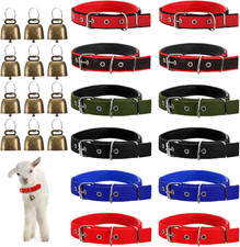 12 Pack Goat Collars with Bells, Adjustable Nylon Sheep Collar with Anti-Lost Lo