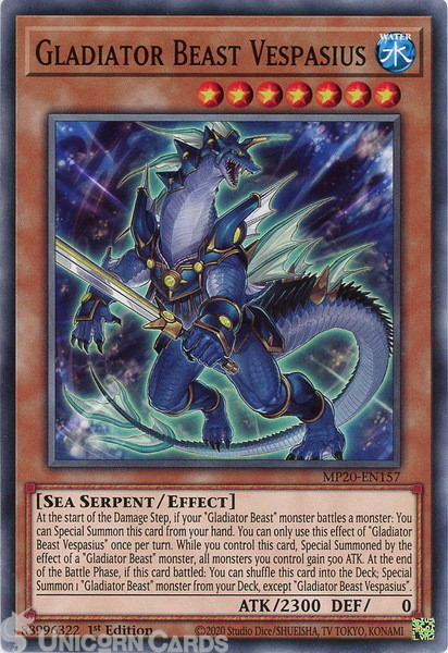 MP20-EN157 Gladiator Beast Vespasius Common 1st Edition Mint Yu-Gi-Oh! Card