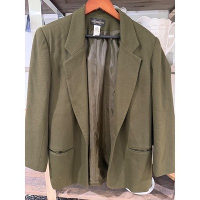 Requirements Womens Olive Green Blazer Jacket Size 10 Vintage Style Fully Lined