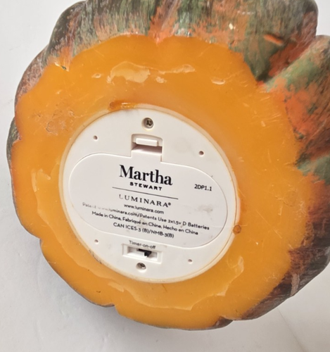 Martha Stewart Luminara Flameless Wax Pumpkin Candle Realistic Flame Moves Timer - Picture 9 of 14