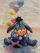Disney’s Eyore Cross Stitch-completed-Unframed- Nursery Winnie The Pooh  7.75x11