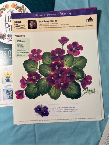 Plaid Folk Art One Stroke Painting Worksheet Pack -flowers of the month - Picture 6 of 16