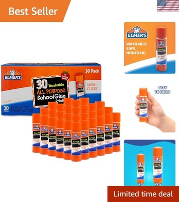 Giant Washable Glue Sticks - 30 Count, Perfect for Classroom Activities
