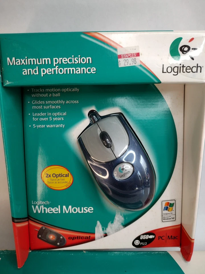 Logitech Access Wired Keyboard Plus Wheel Mouse Vintage New - Image 2 of 4