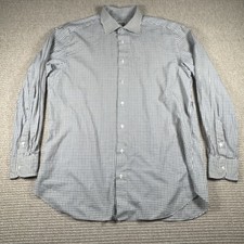 Brioni Italy Dress Shirt 17 43 Blue Check Luxury Cotton Made In Italy Mens XL