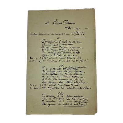 1881 Jacques Normand Signed Manuscripts   Poems  Nuage Rose  &  À Edmond...