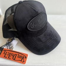 NWT Von Dutch Triple Black VELVET Trucker Hat - Adjustable
