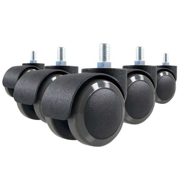 Ersatzrollen BüRo-Stuhl-Rollen FüR HartböDen 5Er Pack Rolo Ø 50 Mm Gewinde M10-image