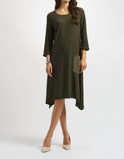 Joseph Ribkoff Three Quarter Sleeve Asymmetrical Dress Avocado