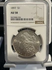 NGC AU58 1897 Morgan Silver $1 Coin Philadelphia Cert 8433888-006