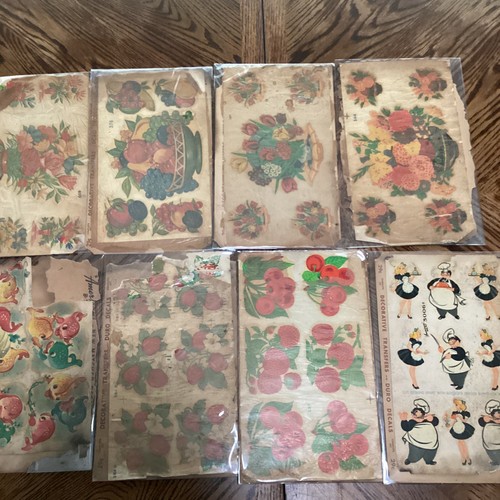 Vntg Decorative Water Transfer Decal Sheets Lot Of 8