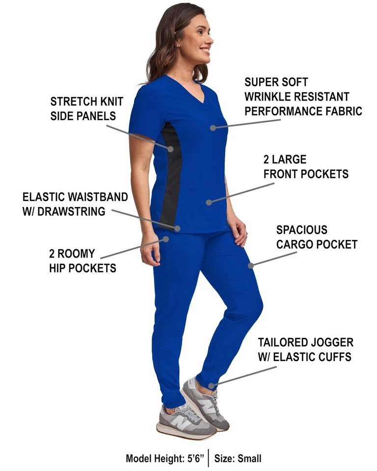 Scrubs for Women Scrub Set - Jogger Pant and Comfort Stretch V-Neck Top, 5 Po... - Image 2 of 4