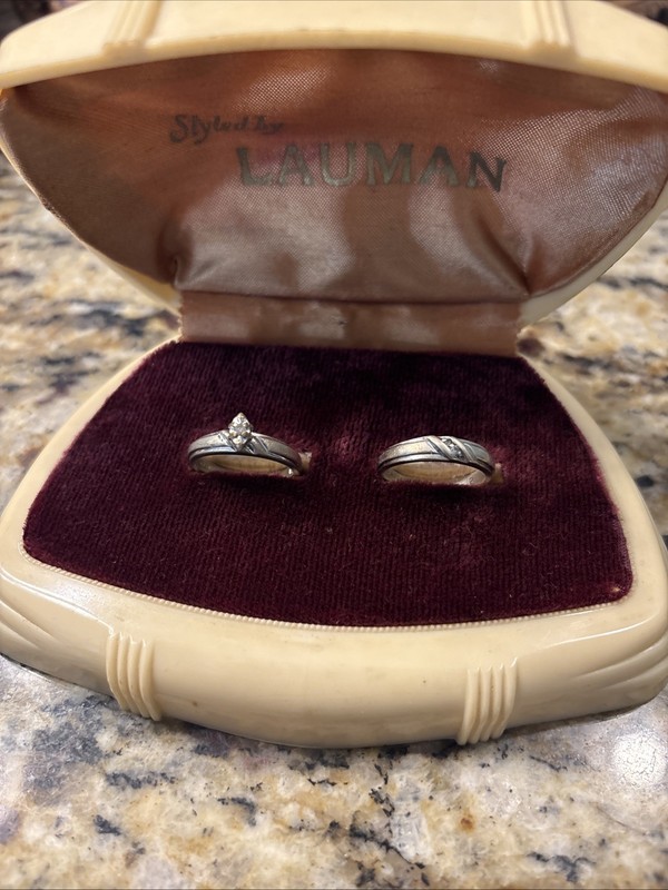 Antique Wedding Rings Sterling Silver Set Size 6 1/2