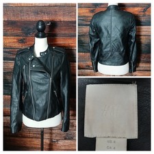 H&M Moto Jacket Size 4 Black Vegan Faux Leath...
