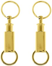 Set of 2 Detachable Valet Keychains With Dual Key Rings Gold Rounded Edges